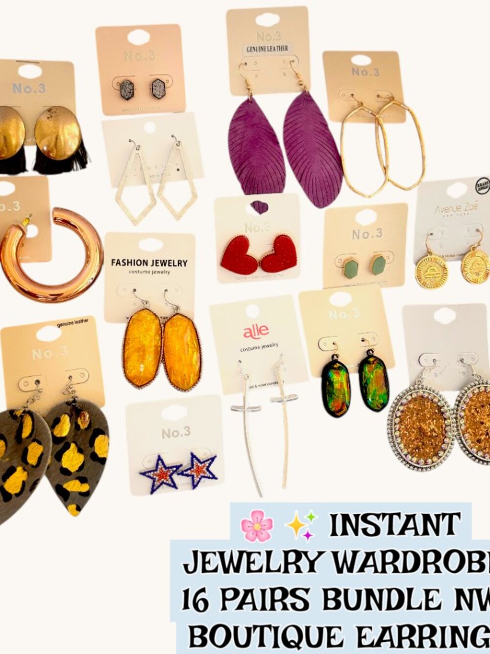 WOW! 16 NWT NO.3 BOUTIQUE EARRINGS & MORE EARRING BUNDLE!